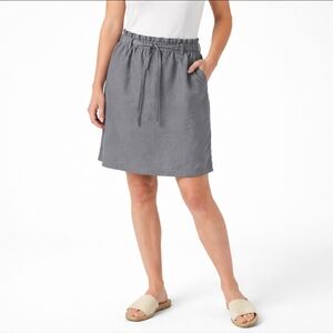 Ellen Tracy Women's Linen Skirt Grey Mini  Chic Two Front Packets Size S
